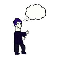 cartoon vampire with thought bubble N120