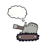 cartoon army tank with thought bubble N6
