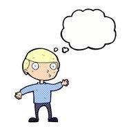 cartoon waving man with thought bubble N37