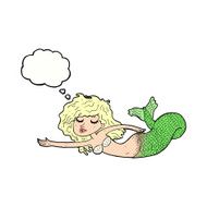 cartoon mermaid with thought bubble N61