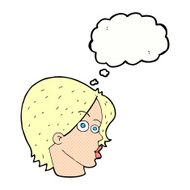 cartoon female face with thought bubble N138