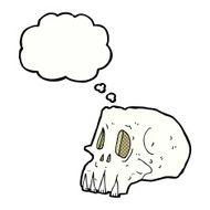 cartoon spooky skull with thought bubble N139