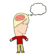 cartoon man with brain symbol thought bubble N20