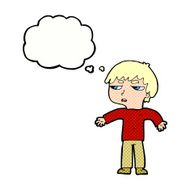 cartoon annoyed boy with thought bubble N38