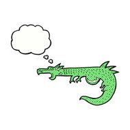 cartoon medieval dragon with thought bubble N10
