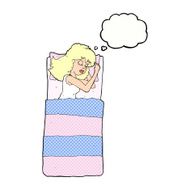 cartoon sleeping woman with thought bubble N8