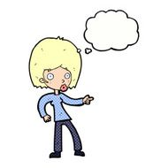 cartoon woman pointing with thought bubble N203