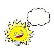 cartoon electric light bulb with thought bubble N3