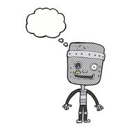 cartoon funny robot with thought bubble N73