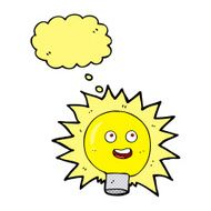 cartoon electric light bulb with thought bubble N4