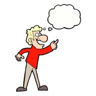 cartoon man pointing and laughing with thought bubble N29