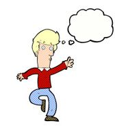 cartoon rushing man with thought bubble N10
