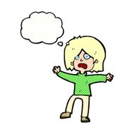 cartoon scared person with thought bubble N10