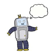 cartoon funny robot with thought bubble N74