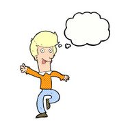 cartoon man dancing with thought bubble N9