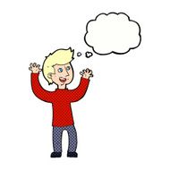 cartoon happy man with thought bubble N435
