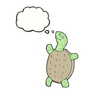 cartoon happy turtle with thought bubble N10