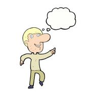 cartoon happy man dancing with thought bubble N37
