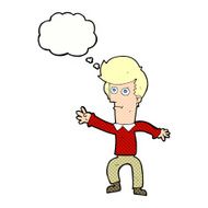 cartoon man waving with thought bubble N27