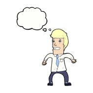 cartoon nervous businessman with thought bubble N7