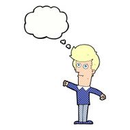 cartoon man punching with thought bubble N10
