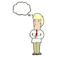 cartoon nervous man with thought bubble N131