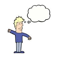 cartoon stressed man with thought bubble N64