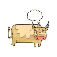 cartoon cow with thought bubble N36