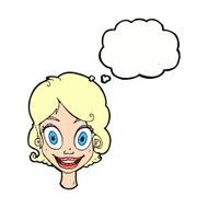 cartoon happy woman with thought bubble N244