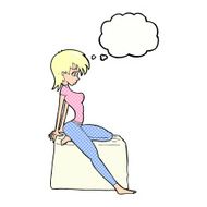 cartoon pin up pose girl with thought bubble N10