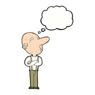 cartoon old man with folded arms thought bubble N9
