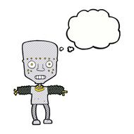 cartoon robot with thought bubble N163