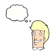 cartoon happy man with thought bubble N437
