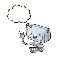 cartoon computer with thought bubble N10