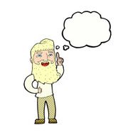 cartoon happy bearded man with idea thought bubble N9