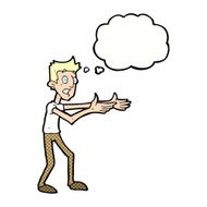 cartoon man desperately explaining with thought bubble N10