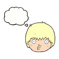 cartoon curious boy with thought bubble N34