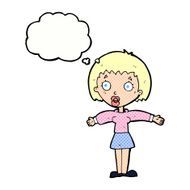 cartoon shocked woman with thought bubble N92