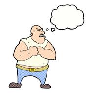cartoon violent man with thought bubble N18