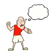 cartoon violent man with thought bubble N19