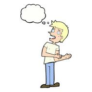 cartoon man making excuses with thought bubble N10