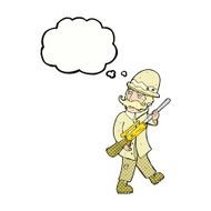 cartoon big game hunter with thought bubble N10