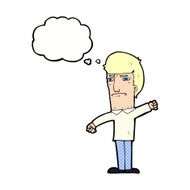 cartoon angry man with thought bubble N85