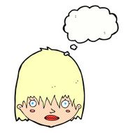 cartoon staring woman with thought bubble N43