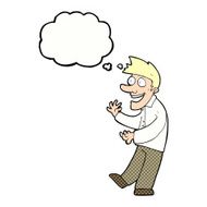 cartoon excited man with thought bubble N63