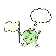 cartoon funny apple with flag thought bubble N9