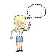 cartoon woman with idea thought bubble N236