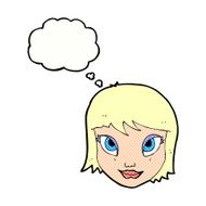 cartoon female face with thought bubble N140