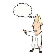 cartoon ugly man pointing with thought bubble N10