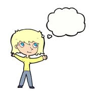 cartoon happy girl with thought bubble N88